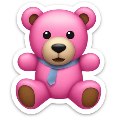 Pink teddy bear with duct tape sticker