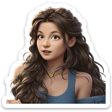 girl with brown hair portrait sticker