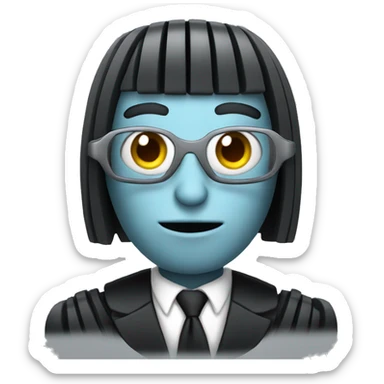 robot judge with a wig sticker
