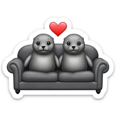 Two seals in love on a big couch sticker