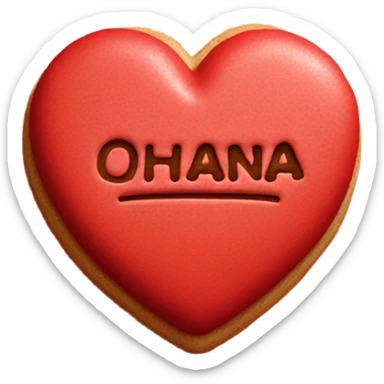 Red cookie heart with ohana sticker