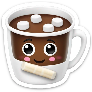 Hot chocolate in a white mug with marshmallows in it sticker