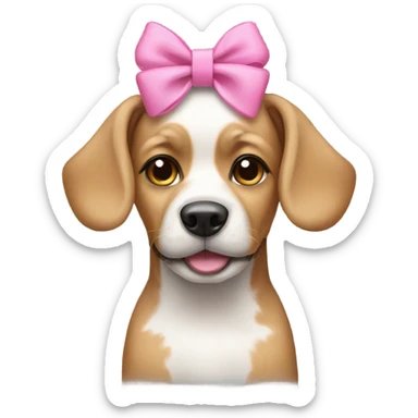 Dog wearing a pink bow headband  sticker