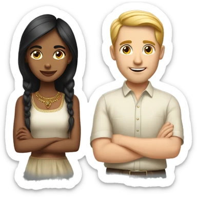Attractive indian girl and white man sticker