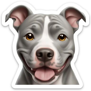 Grey male large pit bull smiling sticker
