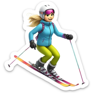 white girl skiing in the mountains  sticker