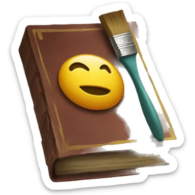old relic of a book with a paintbrush on top of it sticker
