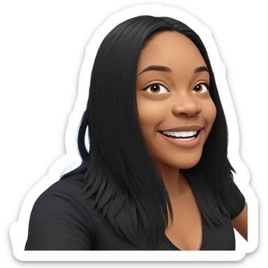 smiling girl in black shirt sticker