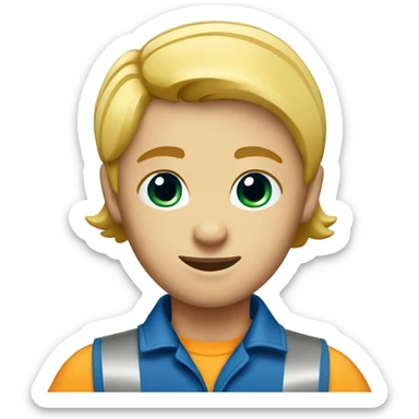  construction worker with blond Short hair wearing blue work wear sticker