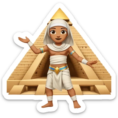 mummy dancing in front of Egyptian pyramid sticker
