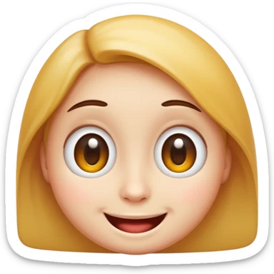"A high-quality 3D cartoon-style smiling face emoji with big round eyes, soft shadows, and glossy texture, centered on a white background, high-resolution PNG, emoji style like Apple or WhatsApp" sticker