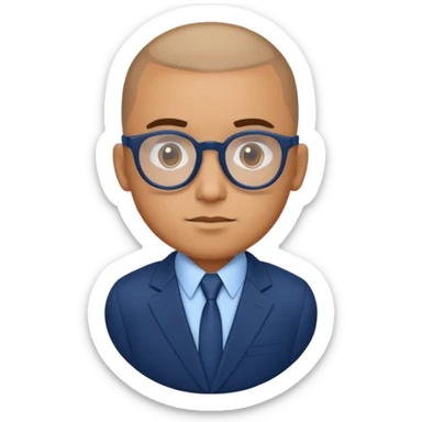 Buzz cut Puerto Rican male with oval head glasses and dark blue business suit  sticker