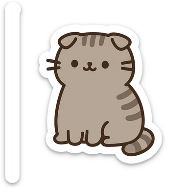 scottish fold kitten sitting, pusheen style sticker