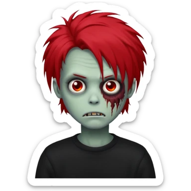 emo zombie boy largue hair red with black sweater  sticker