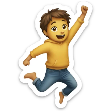 child is jumping with his arms up and legs down  sticker