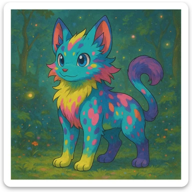 Neon Fantasy Furry-Fakémon-Creature with splash markings (full body) sticker
