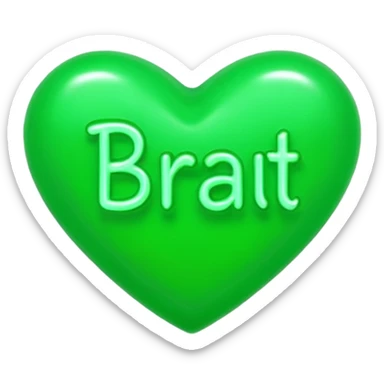 The word brat on a neon green heart  sticker