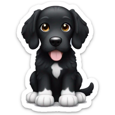 Black doodle dog with white belly and white paws  sticker