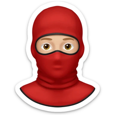 white man wearing a black top and red 2 hole balaclava sticker