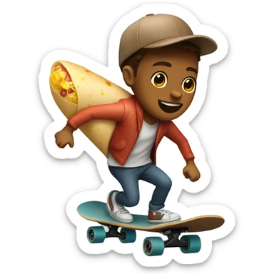burrito riding skateboard sticker
