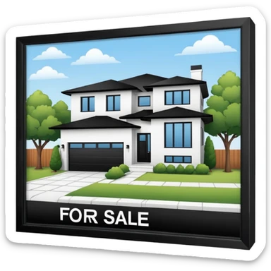 Casa en bienes y raices con el letrero de venta sticker