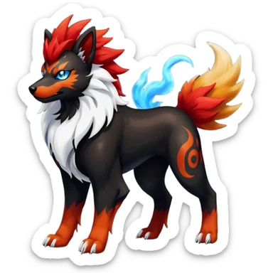 Shiny Exotic Gothic Houndoom-Arcanine-Pokémon-Fakémon-hybrid-creature sticker
