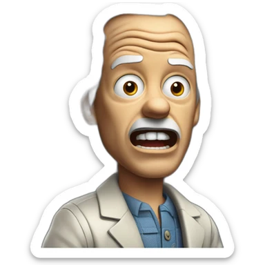 1955 Doc Brown from back to the future looking shocked and his mouth wide open. No eye-ware. sticker