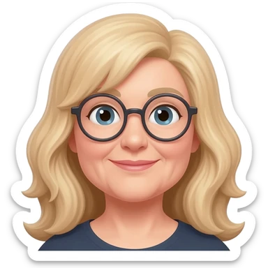 femme blonde avec des lunettes 62 ans cheveux mi long corpulante sticker