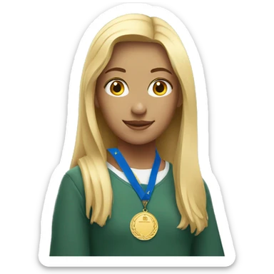 blonde student girl with medals sticker