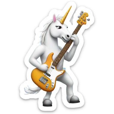 Unicorn playing bass guitar sticker