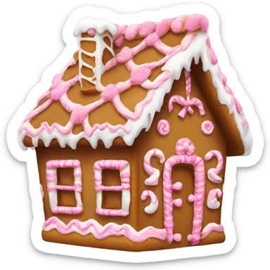Gingerbread house with pink bows and decorations sticker