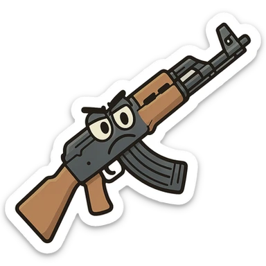 AK-47 rifle stylized cartoonish emoji sticker