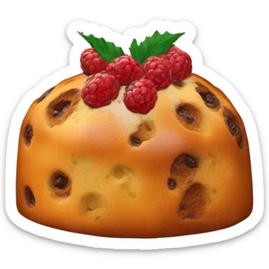 un panettone delicioso y apetitoso, tradicionalmente decorado con frutas confitadas y pasas. sticker