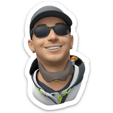 boy with accessories and smile sticker