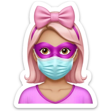 Dentista con un lazo rosa mujer con mascarilla sticker