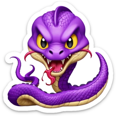  i want a animated emoji with the text "'Lil Viper Mad" with an angry but cute little purple viper spitting sticker