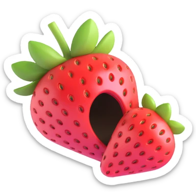 strawberry in Google emoji art style, with a bite taken out sticker