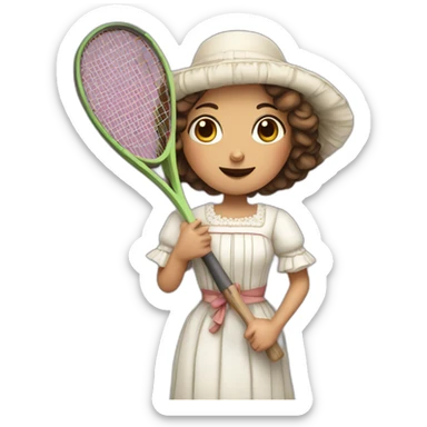 Kawaii historical spanish woman with tennis racket sticker