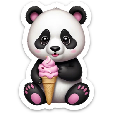 Panda eating ice creamp sticker