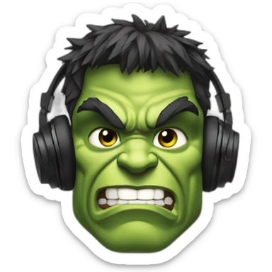 the hulk with dj headphones  sticker