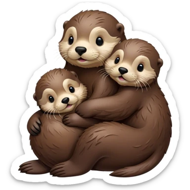 Disney-style, sea otter mom and sea otter pup snuggling sticker
