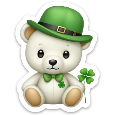 Cute white St Patricks day teddy bear sticker
