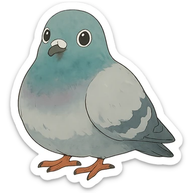cute pigeon, ghibli style sticker