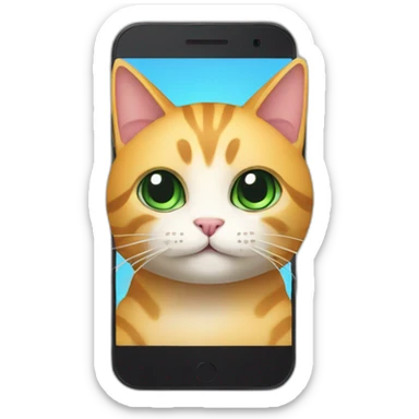 chatbot cat inside of a smartphone sticker