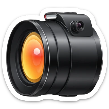 A simple camera lens, apple emoji style, side view, no face sticker