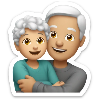 A grandson hugging his grandma sticker