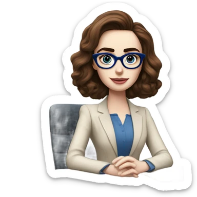 Lily collins blue eyes wearing glasses in a business meeting  sticker
