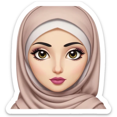 hijabi, pretty big lips, arab clothes, pale skin,  dark eyes, pretty bratz baddie, black eyeliner. Arab nose sticker