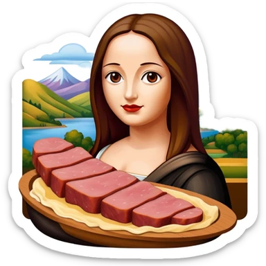 pop art monalisa SPAM meat slop landscape  sticker
