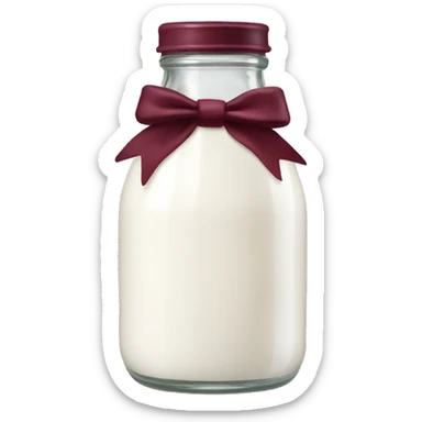 aesthetic milk bottle with burgundy bow sticker